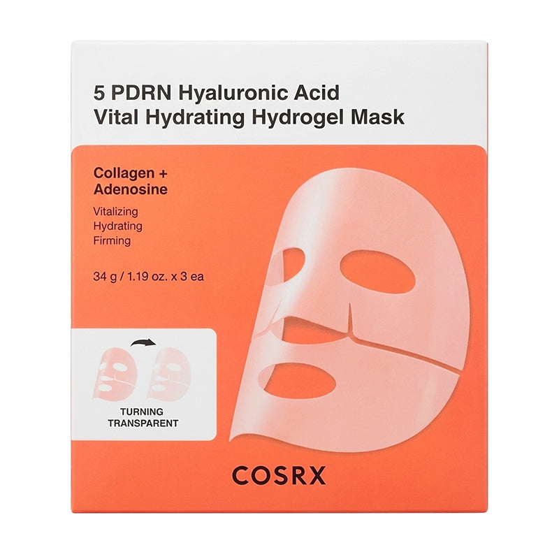 COSRX 5 PDRN Hyaluronic Acid Vital Hydrating Hydrogel Masks, 34g * 3 pcs
