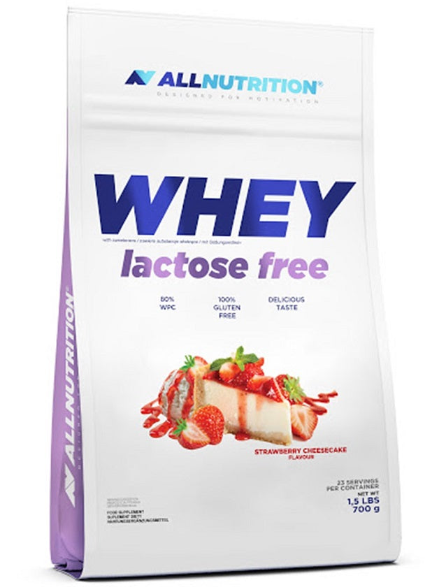 Allnutrition baltymų milteliai be laktozės, braškių sūrio pyragas