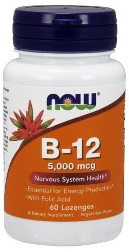 NOW Foods Vitamin B-12 pastilės, nervų sistemai