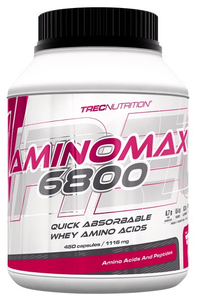 Trec Nutrition Amino Max 6800 - 450 kapsulių, amino rūgštys, sporto papildas