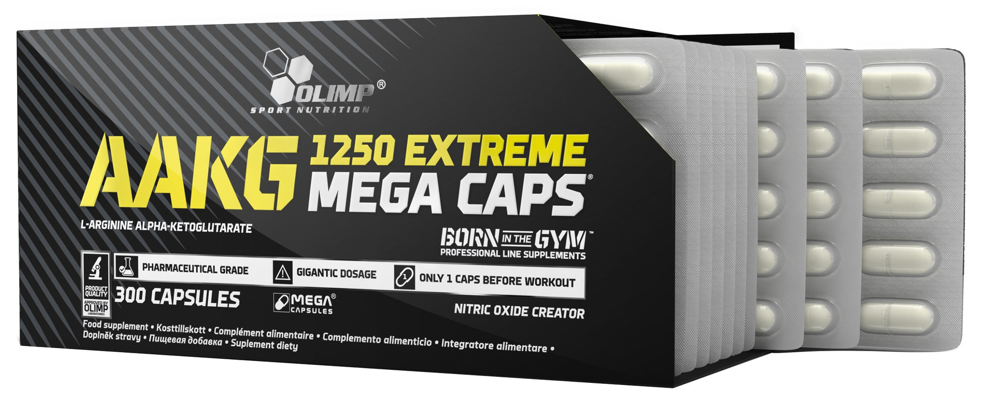 Olimp Nutrition AAKG Extreme Mega Caps - 300 kapsulių, sporto papildas, amino rūgštys