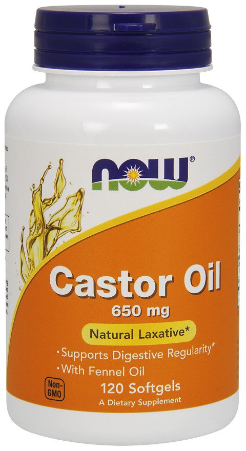 NOW Foods Castor Oil, 650mg, maisto papildas, žarnyno sveikatai