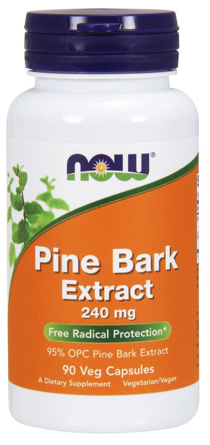 NOW Foods Pine Bark Extract, 240mg - 90 kapsulių, maisto papildas, antioksidantai