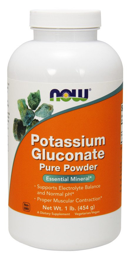 NOW Foods Potassium Gluconate, Pure Powder - 454 gramų