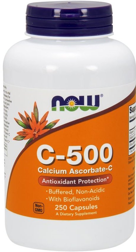 NOW Foods Vitamin C-500 Calcium Ascorbate-C maisto papildas kapsulės