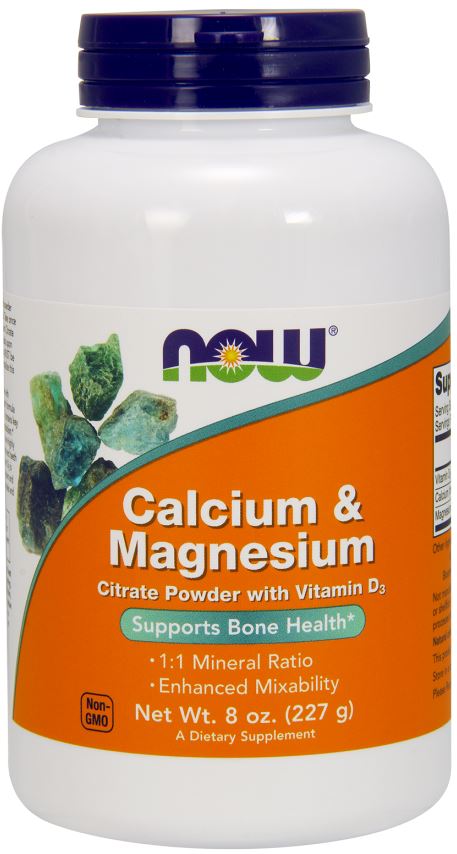 NOW Foods kalcio ir magnis milteliai su vitaminu D3, 227 g