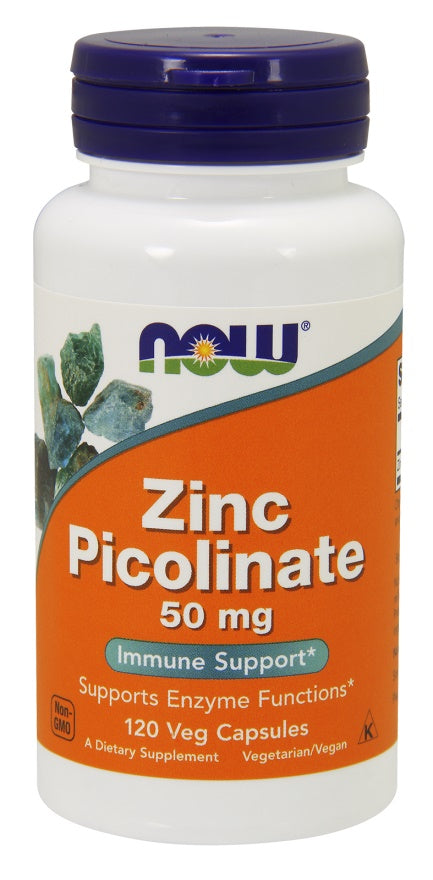 NOW Foods cinko pikolinatas, 50mg, 120 kapsulių