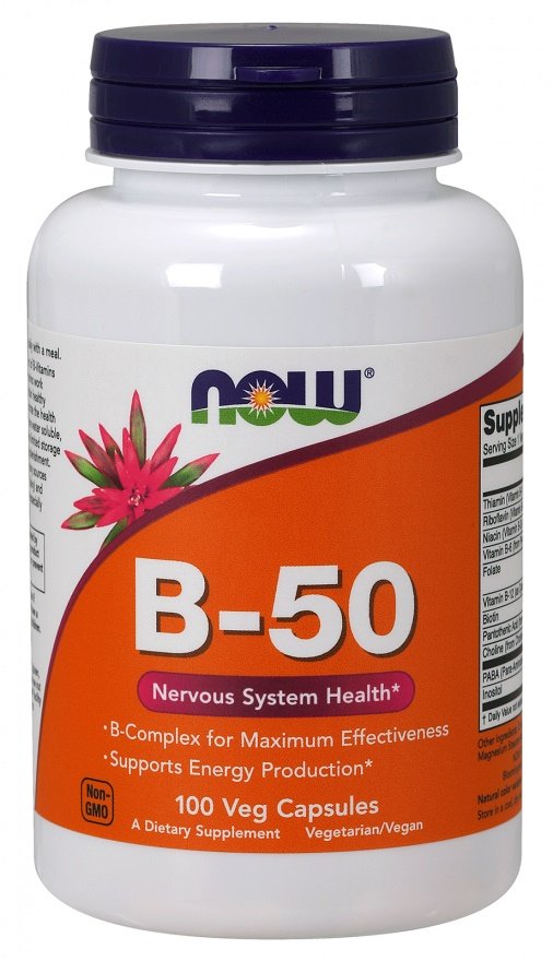 NOW Foods Vitamin B-50 kapsulės, nervų sistemos sveikatai, vegetariškos