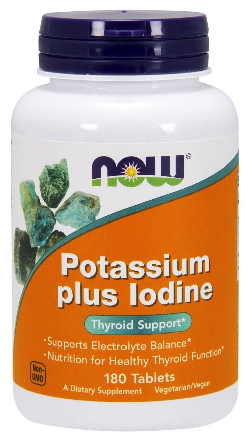 NOW Foods Potassium plus Iodine - 180 tablečių