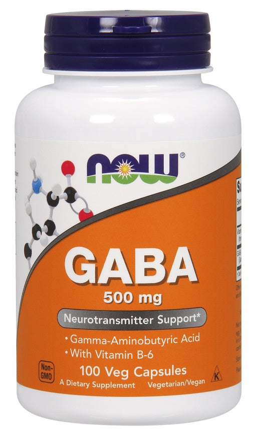NOW Foods GABA with Vitamin B6, 500mg - 100 kapsulių