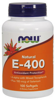 NOW Foods Vitamin E-400 IU with Selenium - 100 kapsulių