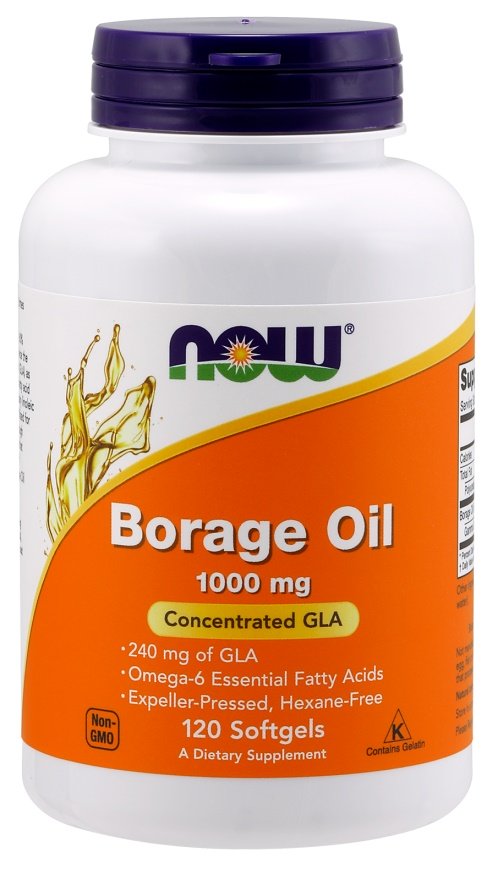 NOW Foods Borage Oil, 1000mg - 120 kapsulių, maisto papildas, aliejai, Omega-3