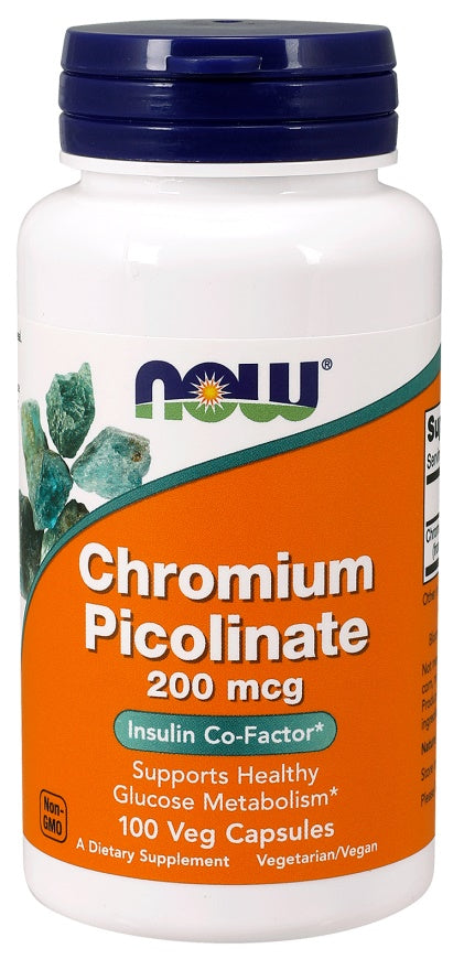 NOW Foods Chromium Picolinate, 200mcg - 100 kapsulių