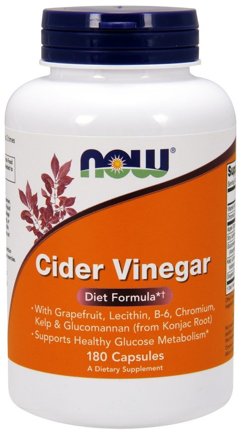 NOW Foods Cider Vinegar - 180 kapsulių, maisto papildas svorio kontrolei