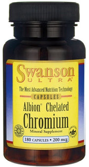 Swanson Albion Chelated Chromium, 200mcg - 180 kapsulių