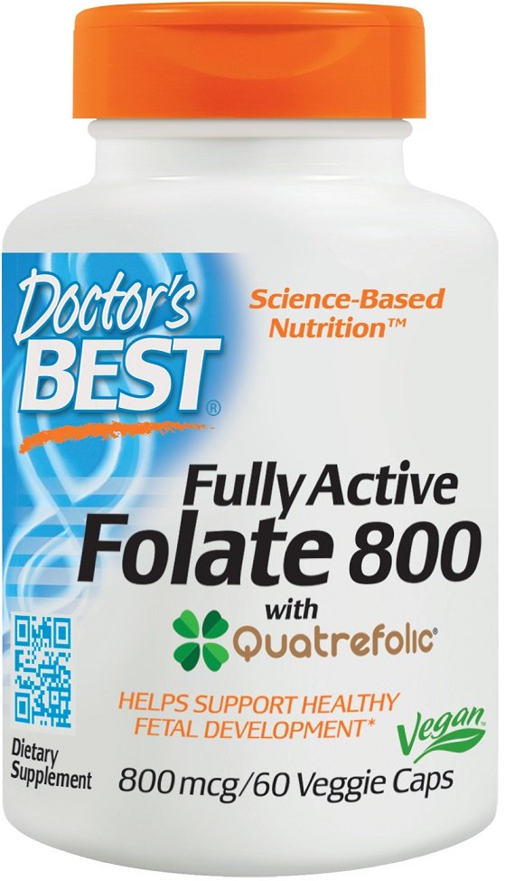 Doctor's Best Fully Active Folate 800 with Quatrefolic, 800mcg - 60 kapsulių