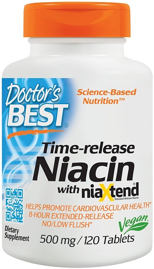 Doctor's Best Time-release Niacin with niaXtend, 500mg - 120 tablečių