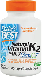 Doctor's Best Natural Vitamin K2 MK7 with MenaQ7, 100mcg - 60 kapsulių