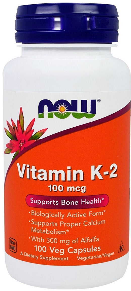 NOW Foods Vitamin K-2, 100mcg - 100 kapsulių