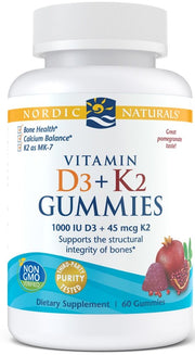 Nordic Naturals Vitamin D3+K2 Gummies, Pomegranate - 60 guminukų