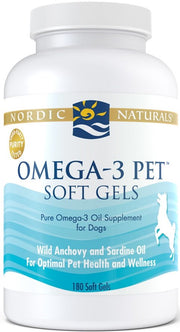Nordic Naturals Omega-3 Pet - 180 kapsulių, šunims, žuvų taukai