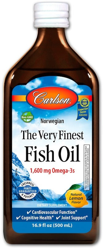 Carlson žuvų aliejus, natūralus citrinos skonis, 500 ml