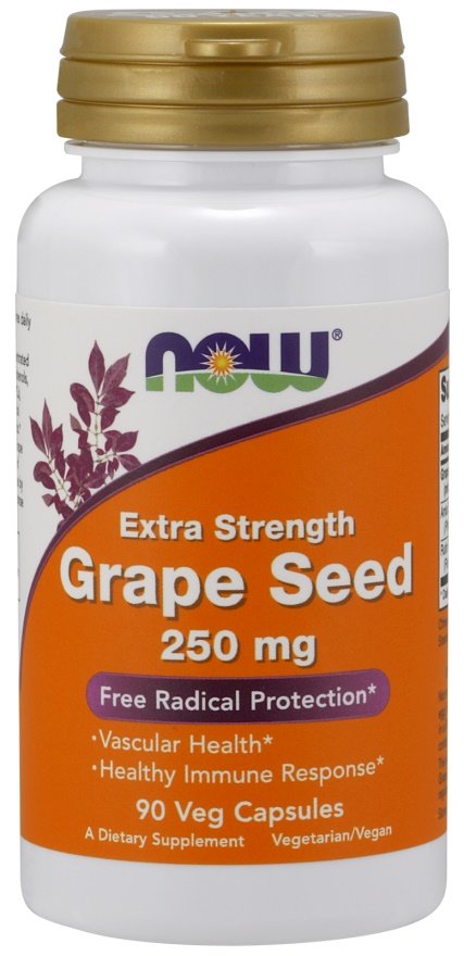 NOW Foods Grape Seed, 250mg, maisto papildas, antioksidantai