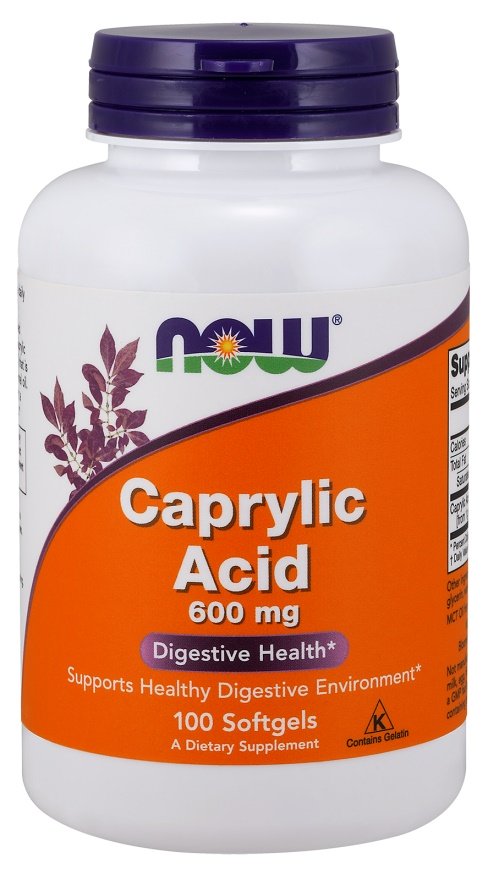 NOW Foods Caprylic Acid, 600mg, maisto papildas, sveikata ir gerovė