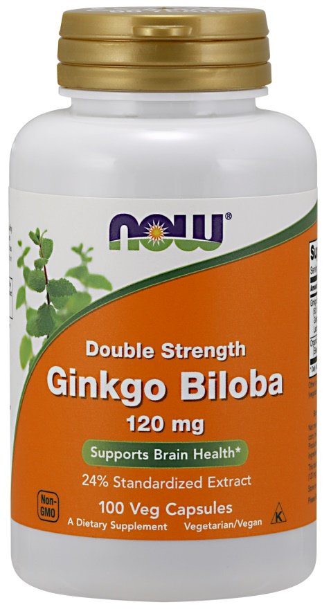 NOW Foods Ginkgo Biloba Double Strength, 120mg - 100 kapsulių