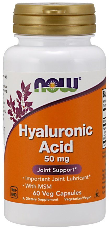 NOW Foods Hyaluronic Acid with MSM, 50mg - 60 kapsulių