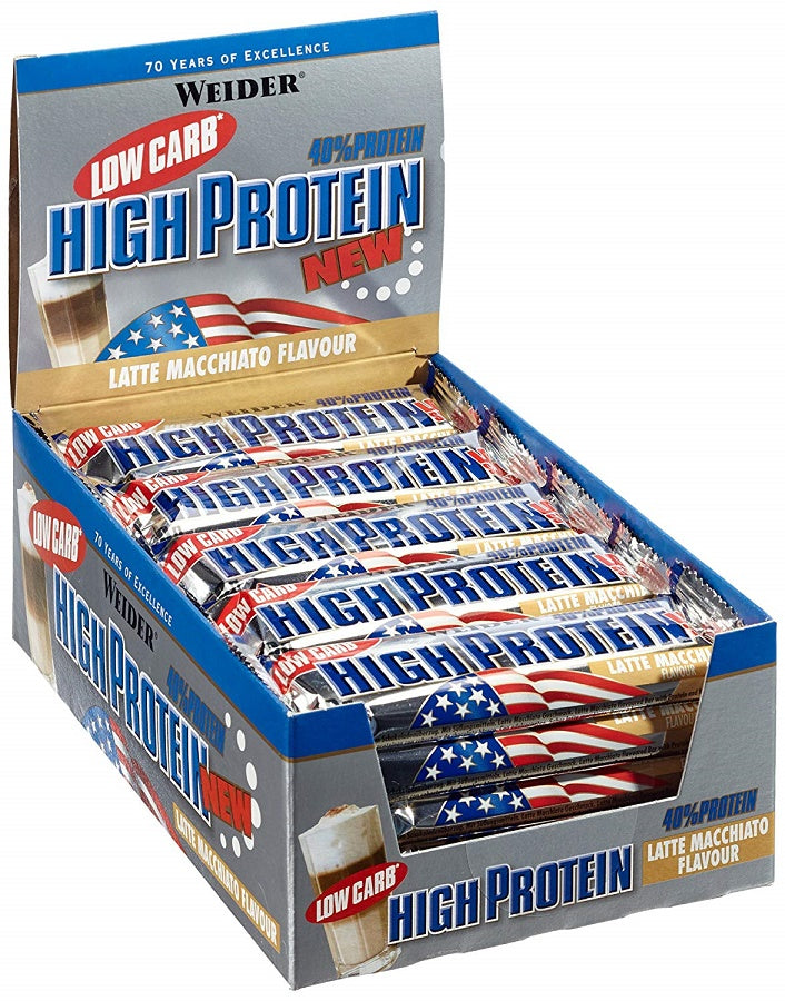 Maisto papildas Weider High Protein batonėlis, karamelė ir žemės riešutais, 24 vnt.