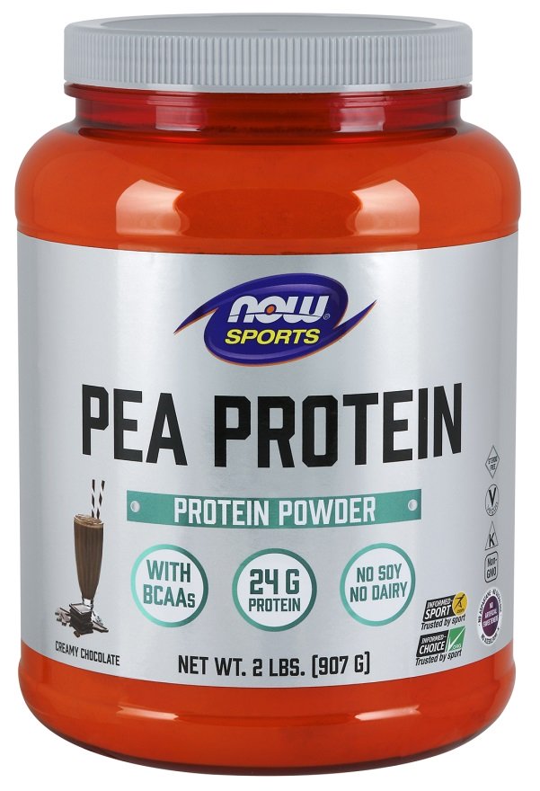 NOW Foods Pea Protein, Dutch Chocolate - 907 g, baltymų milteliai