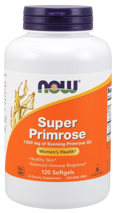 NOW Super Primrose, 1300mg, 120 kapsulių, sveikatos papildas moterims