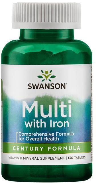 Swanson multivitaminai su geležimi, maisto papildas, 130 tablečių
