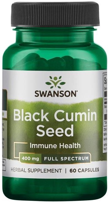 Swanson juodųjų kmynų sėklų maisto papildas, 400mg, 60 kapsulių