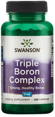 Swanson Triple Boron Complex, 3mg - 250 kapsulių, mineralinis papildas, stiprūs kaulai