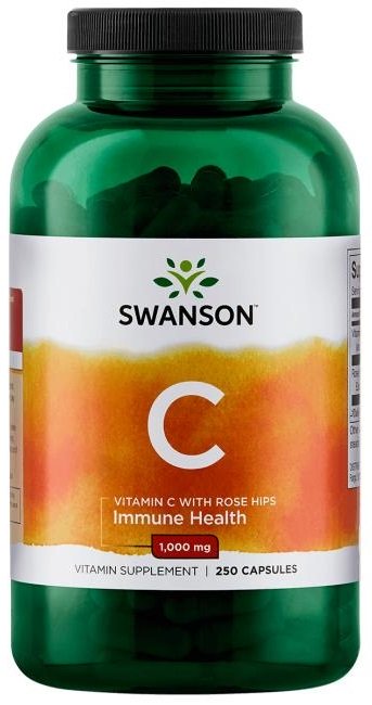 Swanson vitamino C su rožių klubų ekstraktu, 1000mg, 250 kapsulių