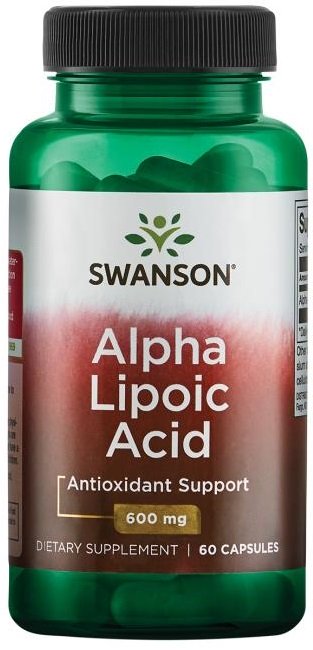 Swanson Alpha Lipoic Acid, 600mg - 60 kapsulių, antioksidantai, maisto papildas