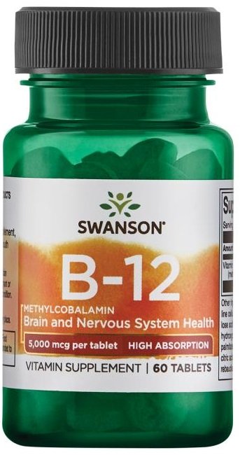 Swanson B-12 vitamino papildas, 60 tablečių, nervų sistemai