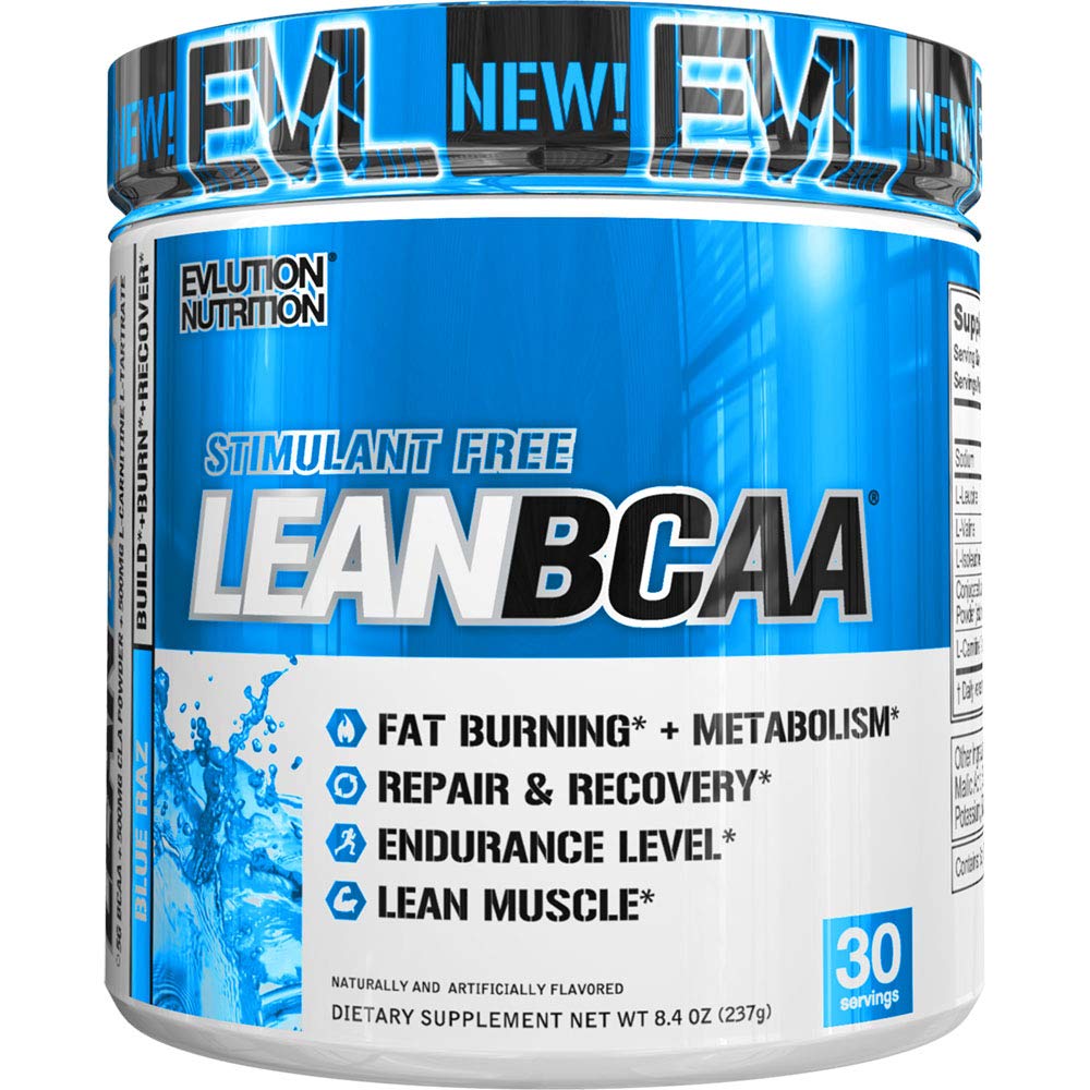 EVLution Nutrition Lean BCAA - Stimulant Free, Blue Raz - 237 gramų maisto papildas