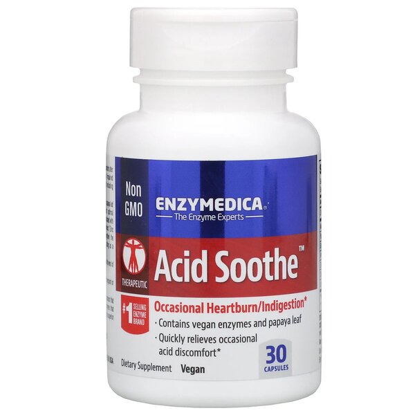 Enzymedica Acid Soothe kapsulės, natūralus virškinimo papildas