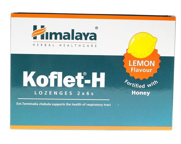Himalaya Koflet-H, Lemon - 12 pastilių, vaistų papildas