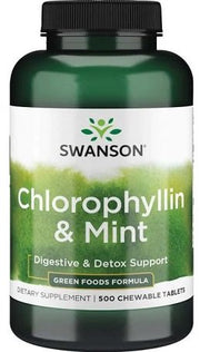 Swanson chlorofilinas ir mėtos tablečių pakuotė