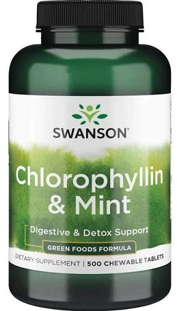 Swanson chlorofilinas ir mėtos tablečių pakuotė