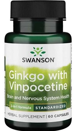 Swanson Ginkgo with Vinpocetine Standardized - 60 kapsulių