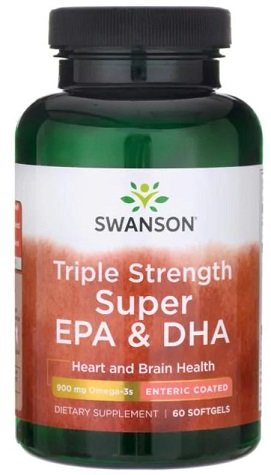 Swanson Triple Strength Super EPA & DHA, 900mg - 60 kapsulių