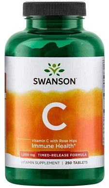 Swanson vitamino C su rožių klubų ekstraktu, maisto papildas, 250 tablečių