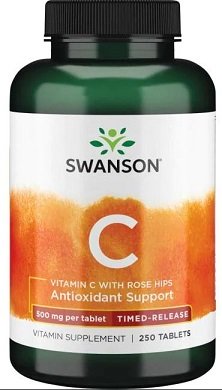 Maisto papildas Swanson Vitamin C su rožių žiedais, tabletės