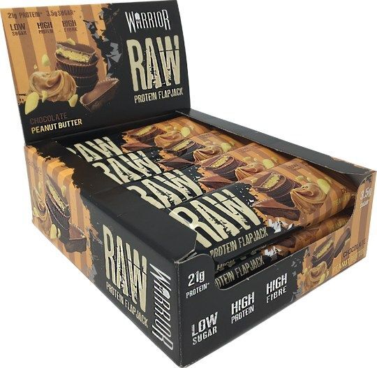 Warrior Raw Protein Flapjack, šokolado žemės riešutų sviesto batonėliai