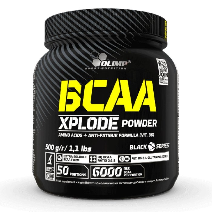 Olimp Nutrition BCAA Xplode, Strawberry Fit - 500 gramų, amino rūgštys, sporto papildas